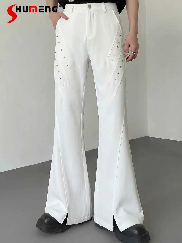 

Fashion Micro-flared Pants Men's 2026 Summer Rivet Design Pants Handsome High-waist Pants Stylish Comfort Solid Color Trousers