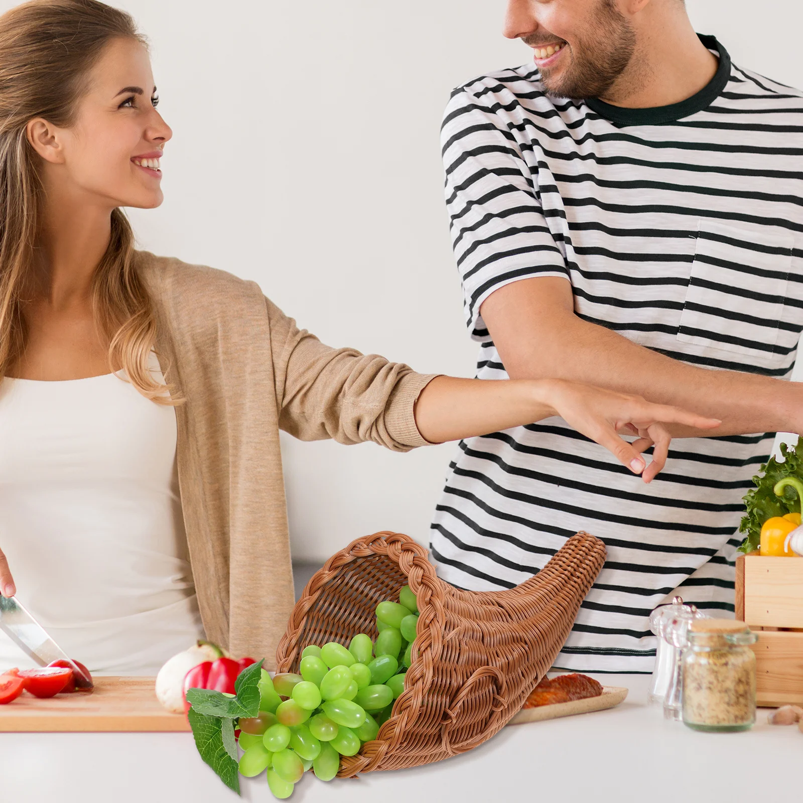 الوفرة سلة مغزولة تخزين متعددة الأغراض للخبز الحلوى الفواكه منضدية محور ديكور المنزل سلة الوفرة #3