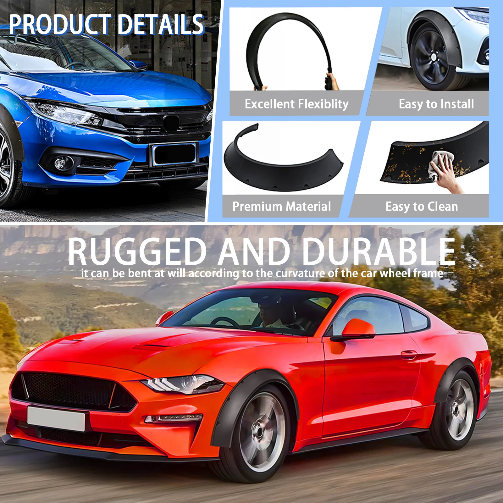 ชุดแต่งโป่งล้อแบบ Wide Body สำหรับ Chevrolet Corvette C3 C4 C5 C6 จำนวน 4 ชิ้น