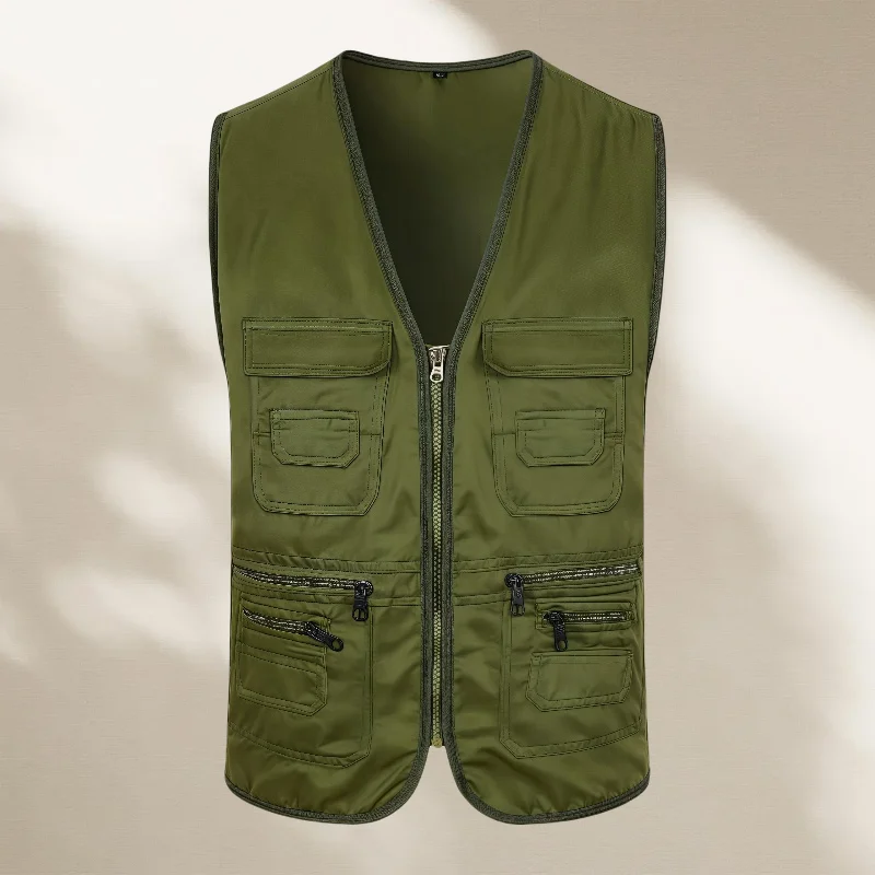 Male Outerwear Vest Thickened Zipper Work Vest Custom Printing Logo Multi-Pocket Activity Vest Team Workwear 9 Colors