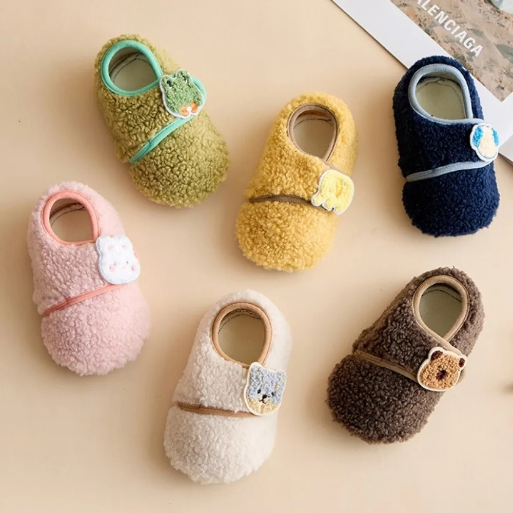 

Cartoon Baby Floor Socks Rabbit Cat Bear Adjustable Buckle Kids Slippers Anti Skid Soft Sole Indoor Home Slippers