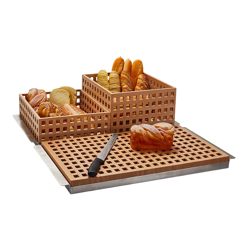Hotel Wedding Banquet Catering Arrange Cake Dessert Fruit Wooden Buffet Display Stand Bread Basket Solid Wood