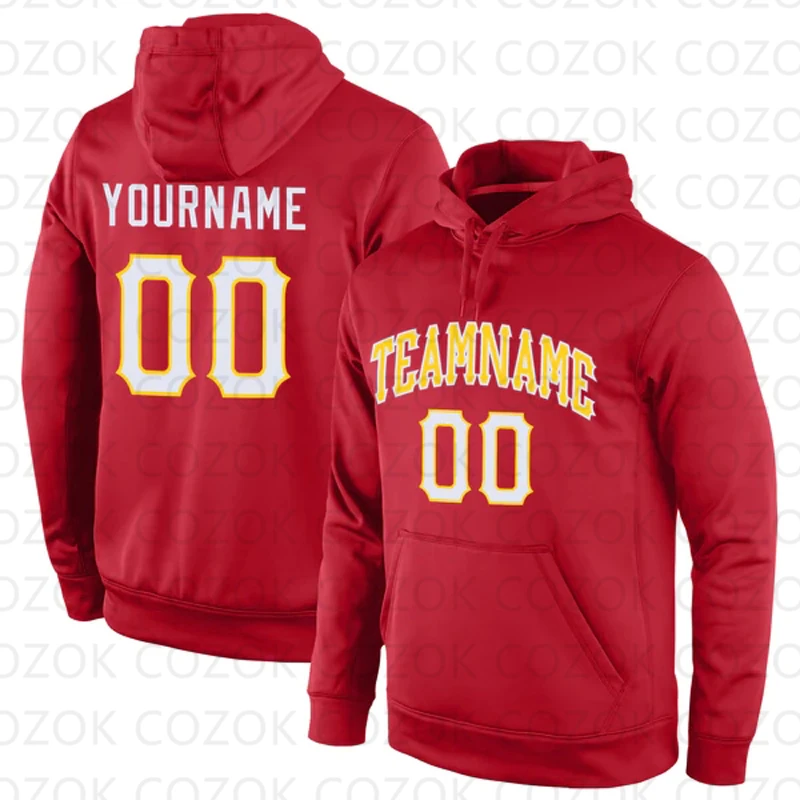 Customized Hoodies Red White Colour Jersey 3D Printed  Unisex Pullovers Hoodie Casual Sweatshirts