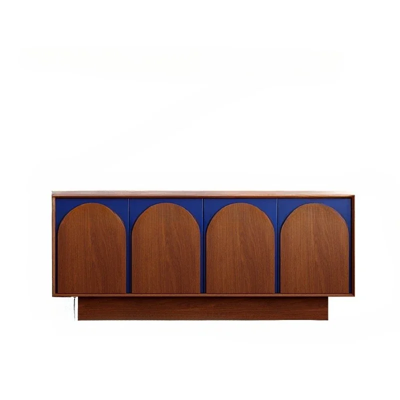 

Medieval solid wood teak veneer side cabinet, French retro, porch, restaurant locker