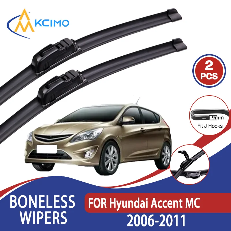

For Hyundai Accent MC 2006-2011 Car Wiper U-type Soft Rubber Boneless Wiper HD Quiet Durable Automotive Wiper 22"+16"