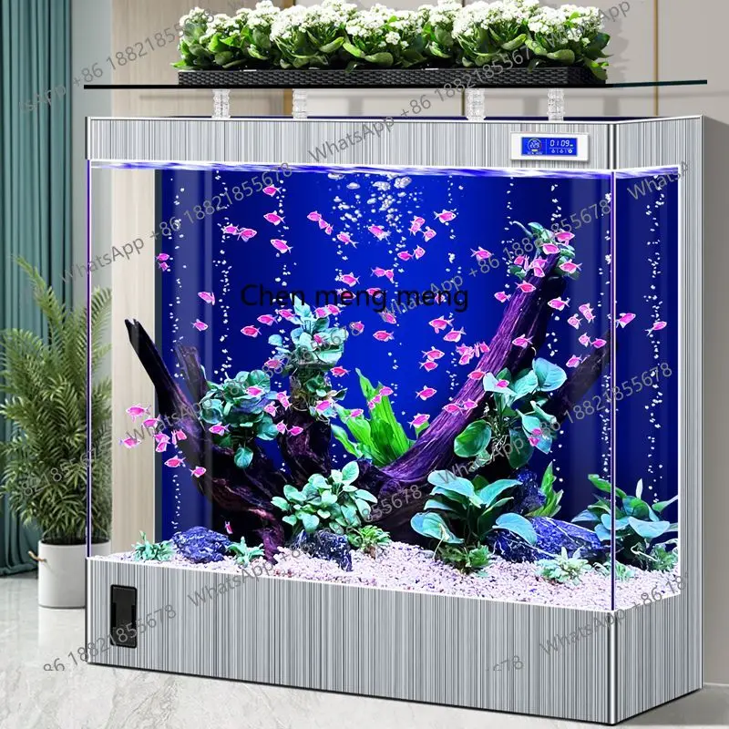 

Ecological circulation fish tank living room against the wall household aquarium back filter glass water square tank