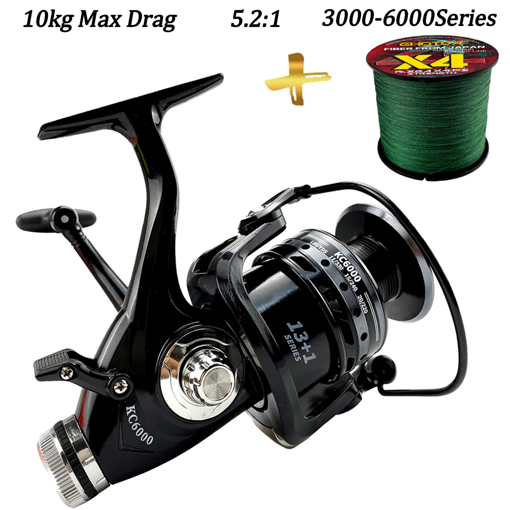 GHOTDA Dual Brake Design Fishing Reel 5.2:1 Super Strong Carp Fishing Feeder Metal Wire Cup Swap Left And Right Hands 3000-6000