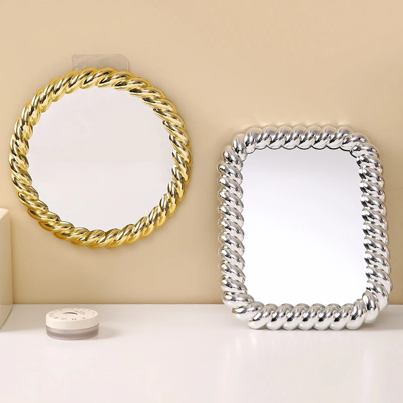 Electroplated Mirror Retro Mirror Hd Portable Makeup Mirror Desktop Standing Dresser Mirror