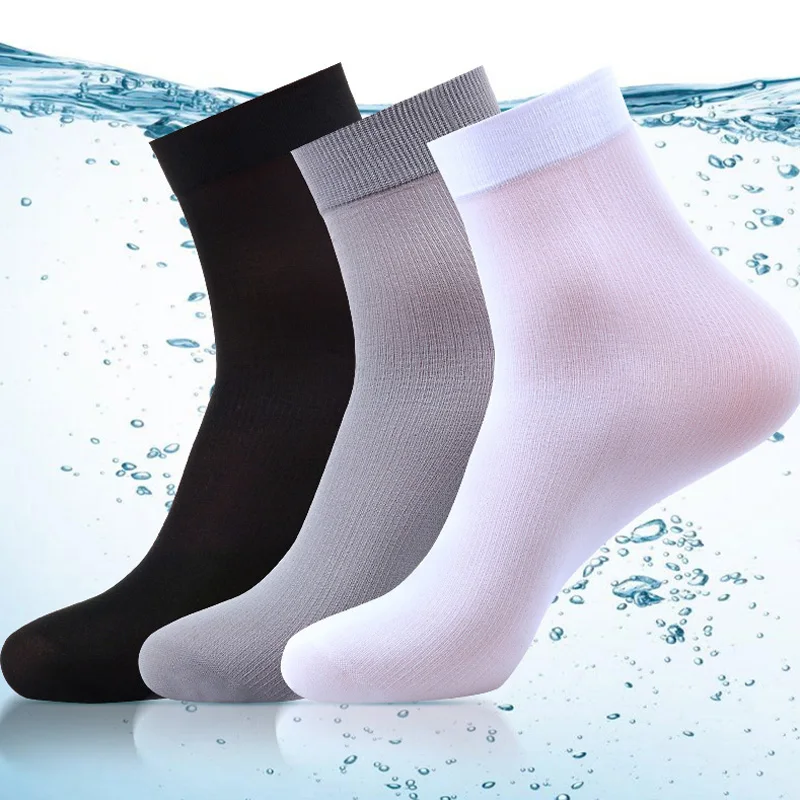 10Pairs Bamboo Men Ice Silk Socks Summer Spring Sports Socks Sweat Absorption Deodorant Thin Stripe Breathable Silk Long Sock