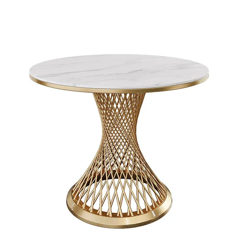 

Light luxury Pandora rock slab dining table dining chair combination round household small apartment dining table with turntable