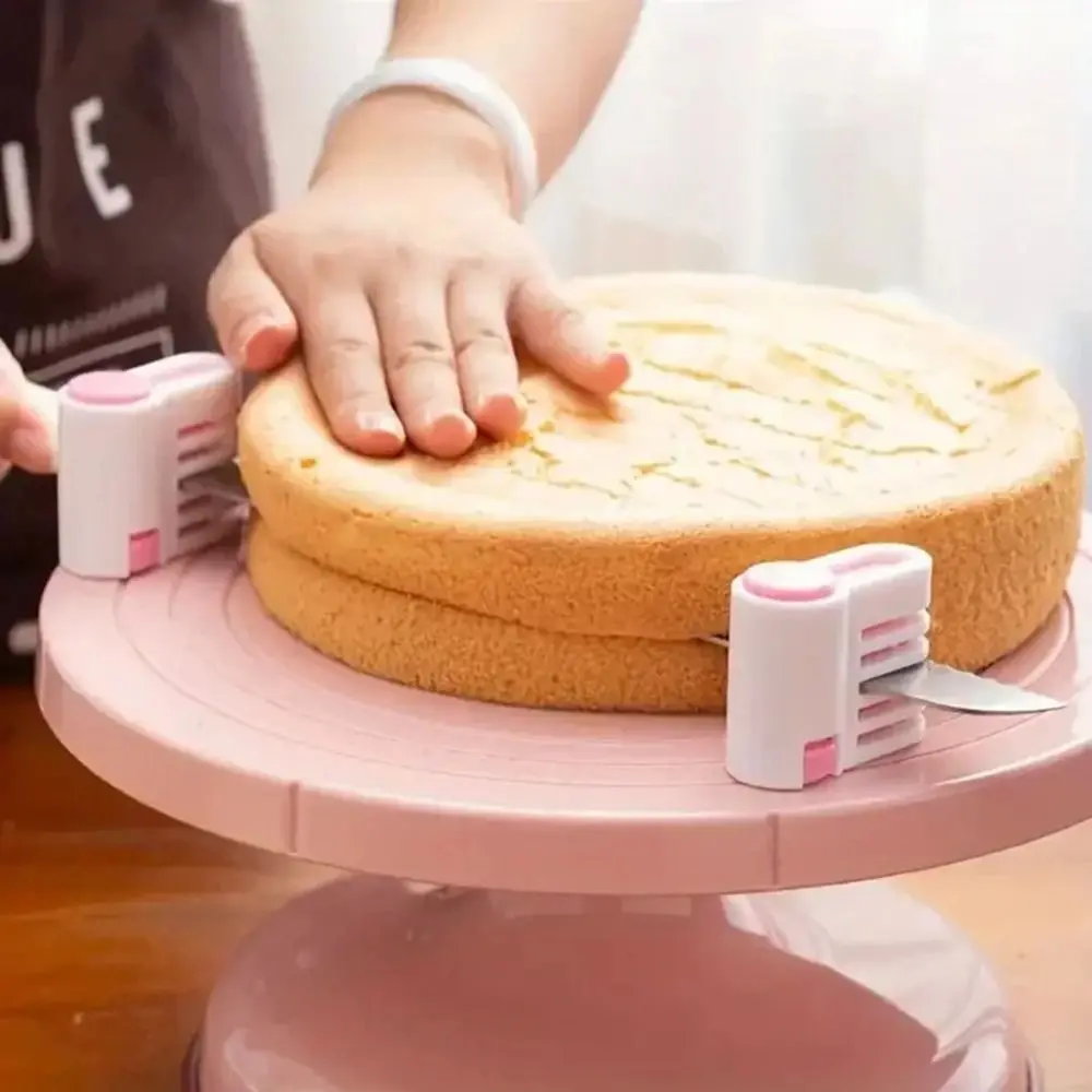 2Pcs ABS Cake Slicing Helper Adjustable Height Dual Side Guide Toast Divider Tool Smooth Cutting Edge Even Cutting Design