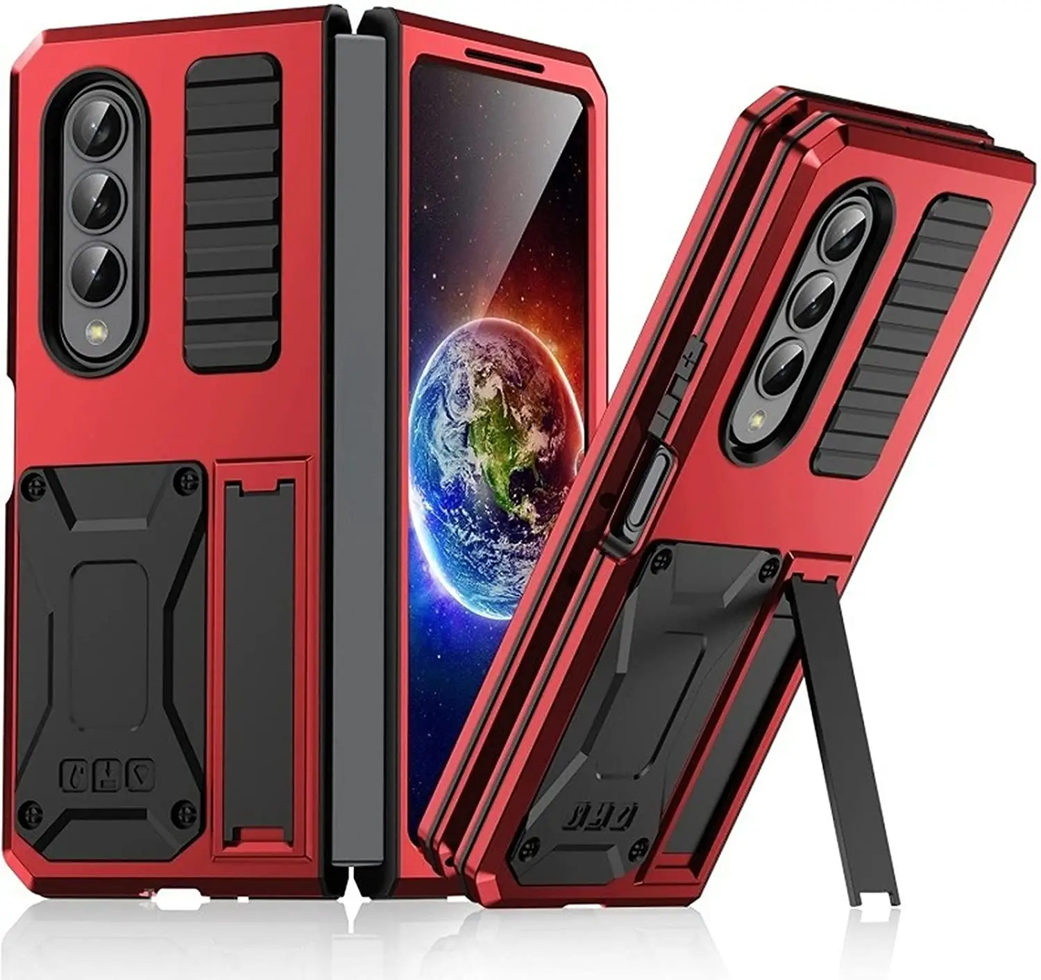 

Case for Samsung Galaxy Z Fold 4 Metal Case with Kickstand Heavy Duty Full Body Protective Military Grade Shockproof Protection