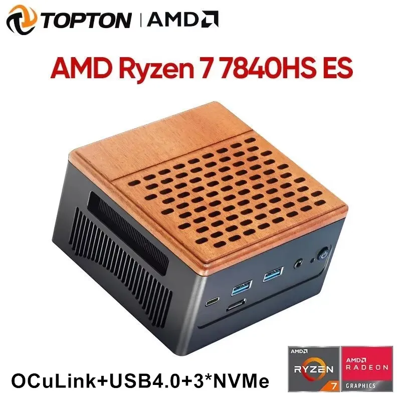 Topton D13 Mini PC AMD Ryzen 7 7840HS ES Oculink 3*PCIe4.0x4 DDR5 6400MHz 2*2.5G USB4 Windows 11 NAS Router Computer Gamer WiFi6