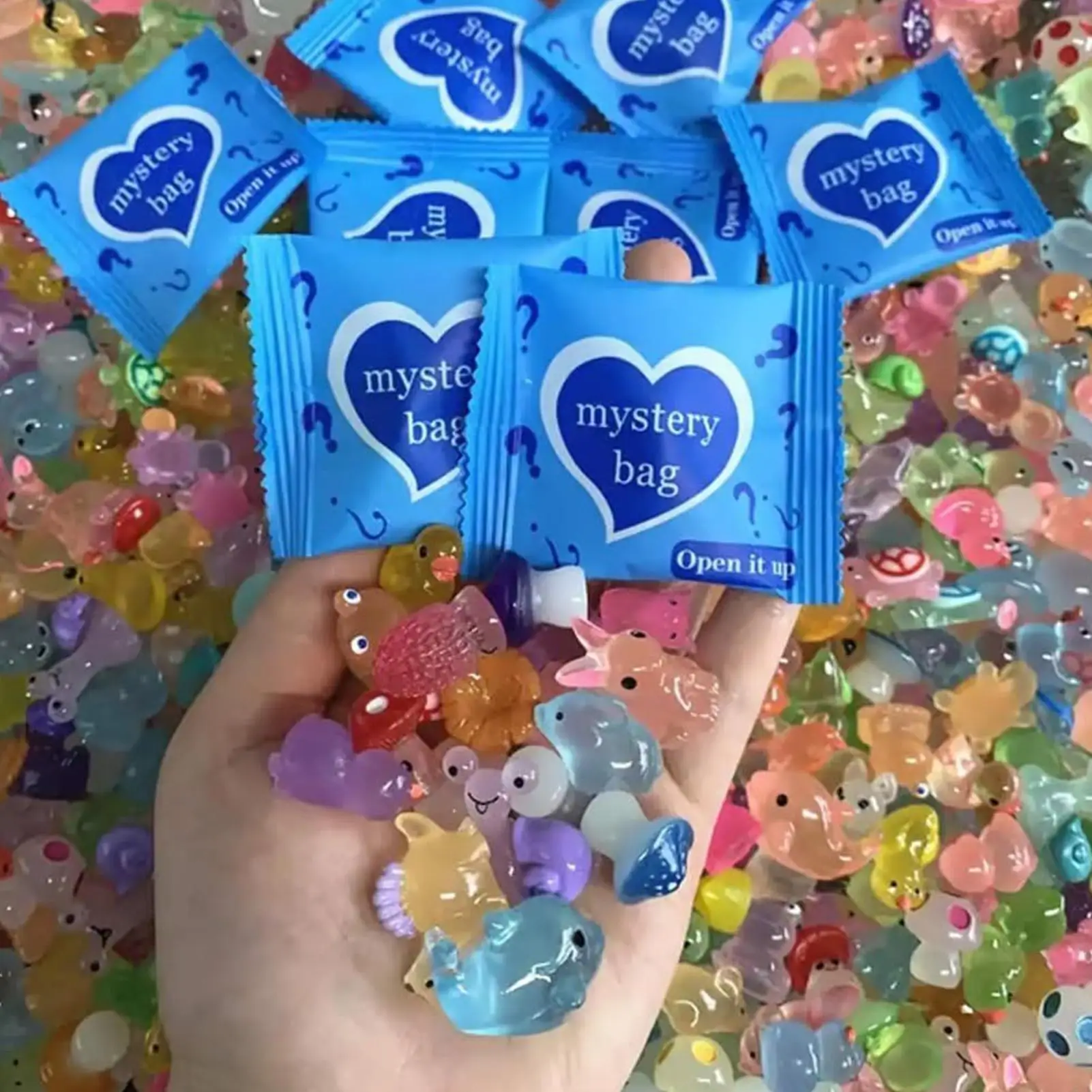 يتوهج في الظلام شخصيات صغيرة 100 قطعة تمثال راتنج مصغرة الحيوانات الصغيرة للمنزل المشهد خزان ساحة حوض السمك تررم #1