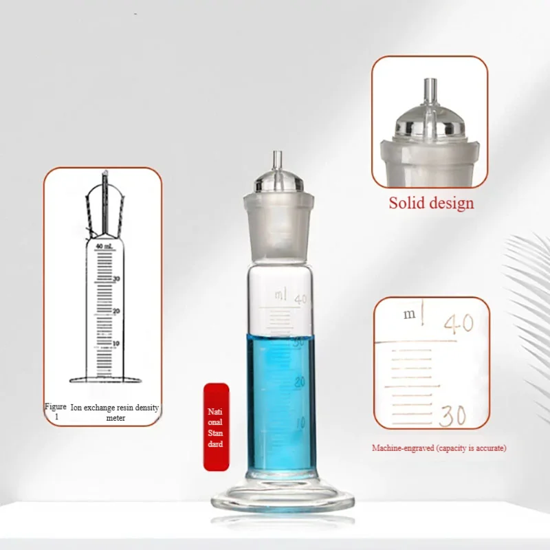 Something-exchange resin densitometer -- determination of wet apparent density of 40 ml wet granular ions