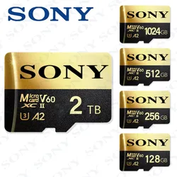 SONY-Cartão Micro SD para Xiaomi Phone, Cartão de Memória de Alta Velocidade, MicroSD U3 A2 TF Flash Card, Câmera, Mesa, PC, 128GB, 256GB, 1TB, 2TB