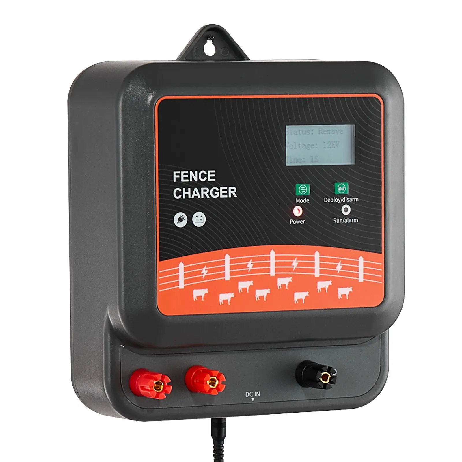 Multi-Powered Electric Fence Charger Real Time LED Display 2J/3J/5J Electric Fence Energizer 6.2 Mile Range for Driveways AC DC