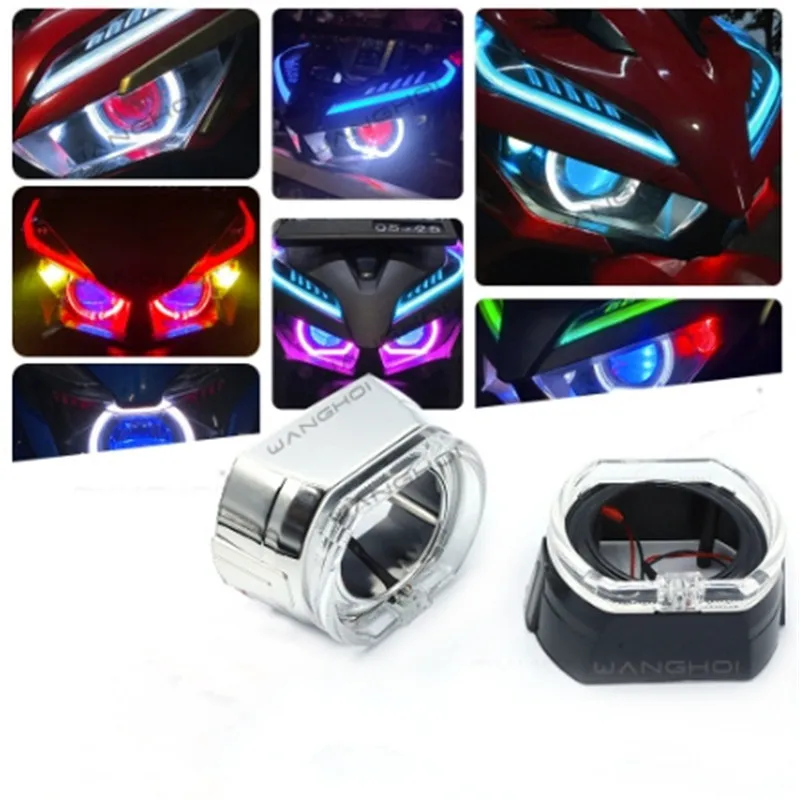 

1pcs Modified Dual Lens Light Guide Integrated Cover Angel Eye 2.5-inch 3.0-inch Car Headlight Decorative Cover Square LED