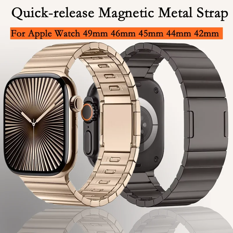 

Магнитный металлический ремешок для Apple Watch Ultra 3 49 мм 11 10 46 мм Быстросъемный ремешок серии 9 8 7 6 5 4 3 SE 45 мм 44 мм 42 мм Браслет