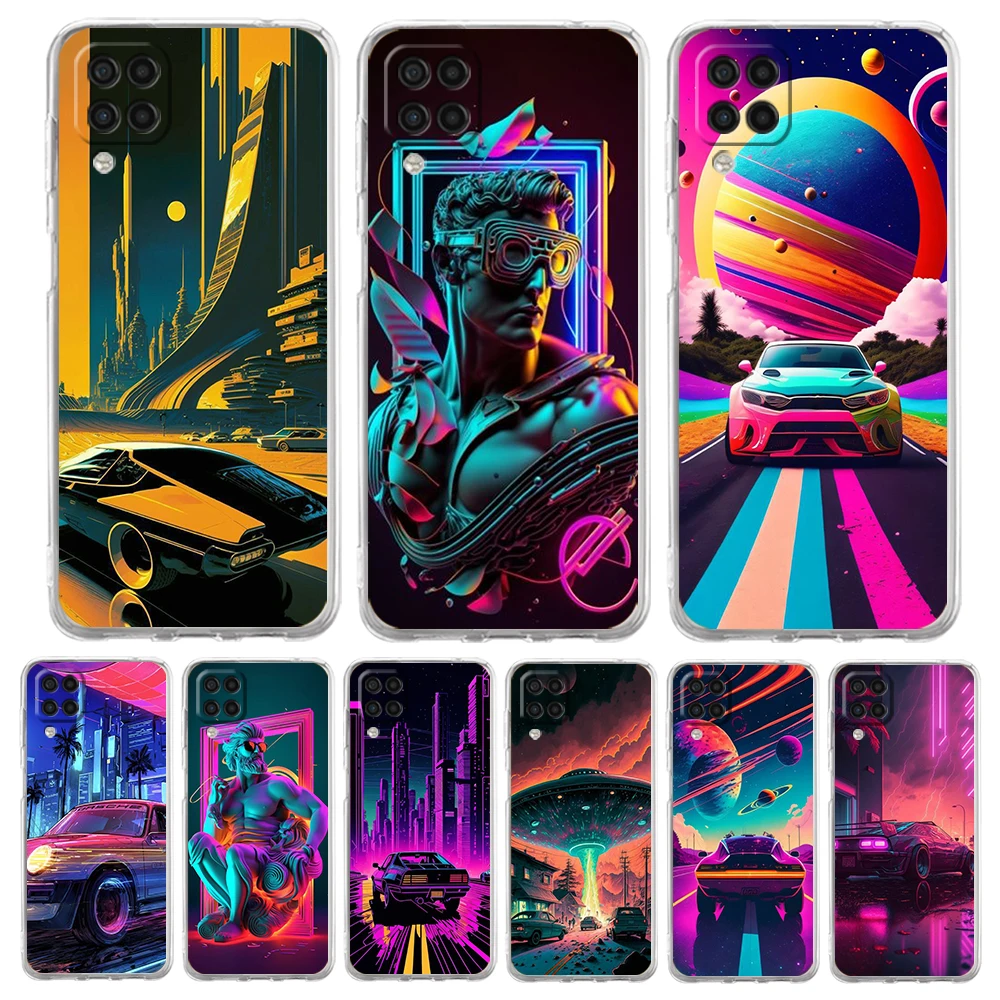 Synthwave Retro Phone Case Cover for Samsung Galaxy A13 A32 A52 A72 A11 A21S A41 A51 A71 Transparent Shockproof Soft Shell Capas