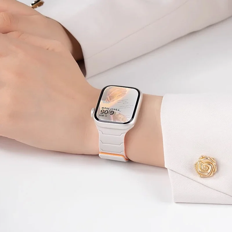 حزام سيليكون مغناطيسي لساعة أبل الترا 2 49 مللي متر 45 مللي متر 41 مللي متر سوار لسلسلة Iwatch 9 8 7 6 SE 5 4 38 42 مللي متر 44 مللي متر 40 مللي متر