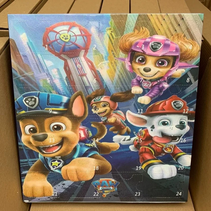 Kalendarz Adwentowy z Figurkami Psi Patrolu, 24 Dni, Blind Box, Marshall Chase Rocky Skye, Model Zabawka, Prezent Świąteczny