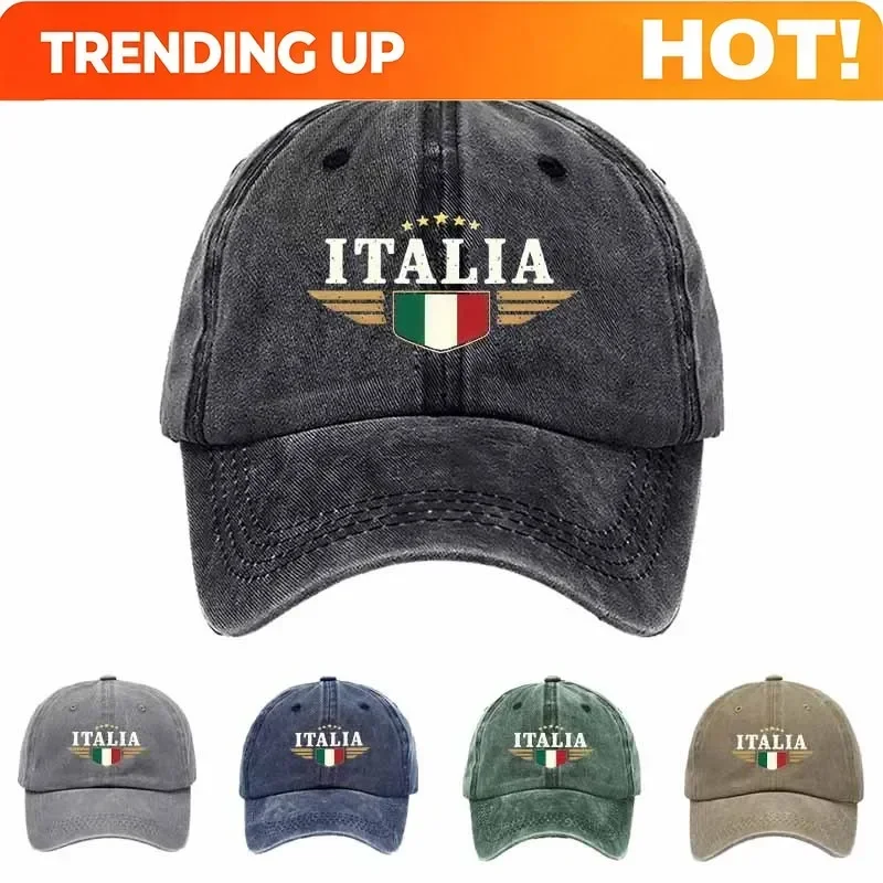 Unisex Washed Baseball Cap, Fashionable Sporty Baseball Cap, Designed With Italian Elements, A Great Companion For Travel