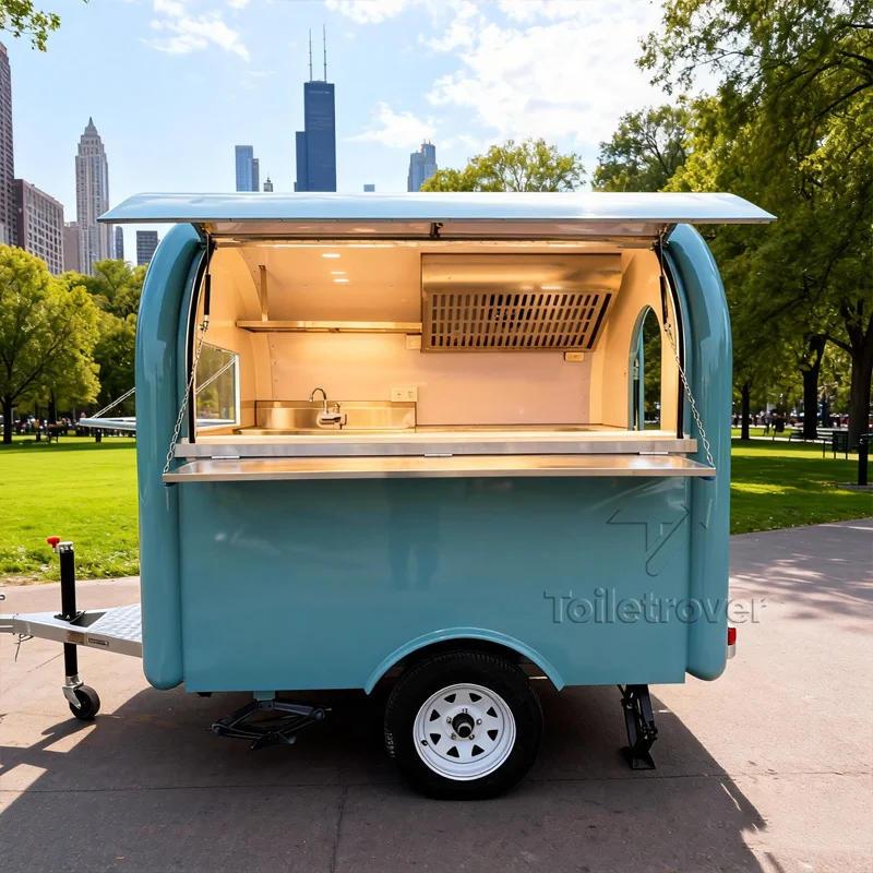 

Mobile Commercial Food Trailer Hot Dog Pizza Burger Bbq Doner Kebab Food Truck Trailer Fully Equipped with Smoker
