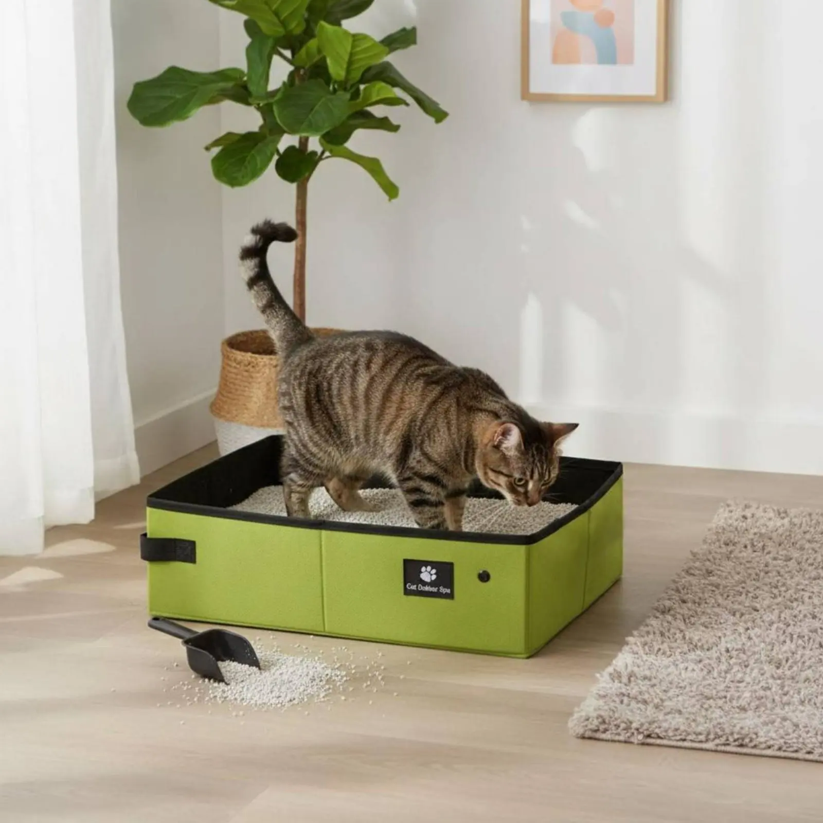 

Portable Cat Litter Box Leak-Resistant Foldable Cat Toilet Pet Accessory Waterproof for Outdoor
