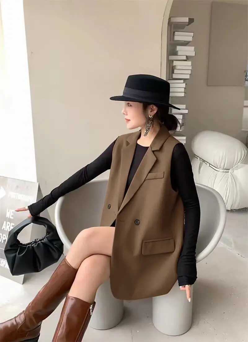 Modetrends verlieren 2023 neue zwei Schnalle Pferde clip weiblich Frühling und Herbst außerhalb der Anzug Weste Jacke Design Sinn Nische