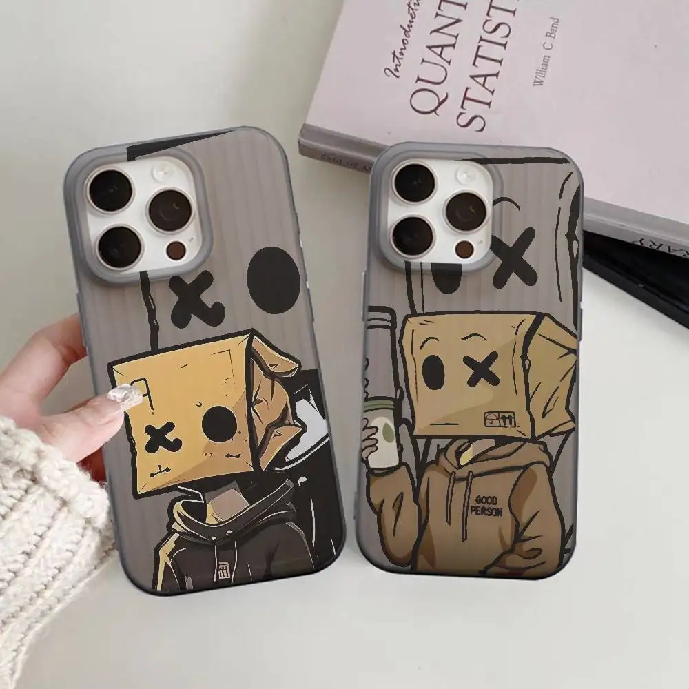 الكرتون ورقة رجل نمط جراب هاتف آيفون 17 16 15 14 13 12 11 برو ماكس زائد المموج الوفير الخلفي شل غطاء