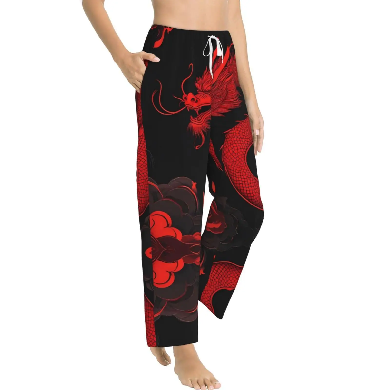 New Mythical Serpent Cloud 3D Print Unisex Straight Leg Loose Pants, Lightweight Trousers for Loungewear Party Casual Daily Wear