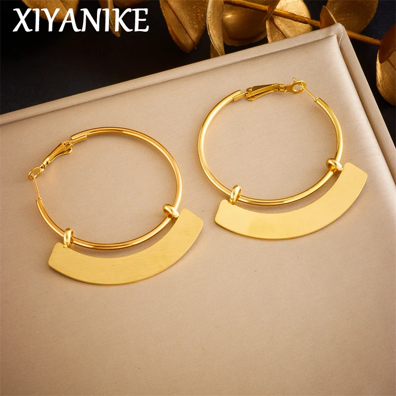 

XIYANIKE 316L Stainless Steel Gold Color Twisted Hoop Earrings for Women Fashion Simple Ear Buckle Waterproof Jewelry Gifts