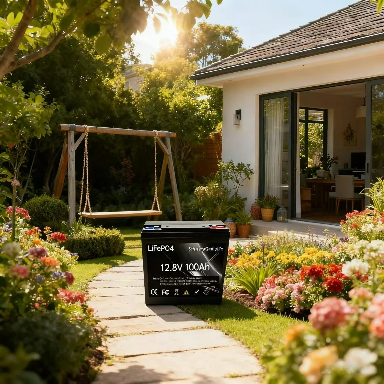 

LiFePO4 Lithium Battery 12.8V 100Ah Capacity Built-in 200A BMS 6000 Deep Cycles Perfect for Camping Solar Home Backup