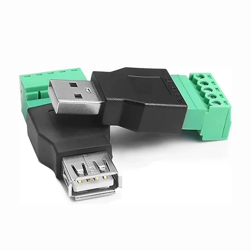 USB 2.0 Type A Female Male to 5 Pin Screw Connector Plug Socket USB Jack with Shield Screw Terminal for Computer TV Keyboard