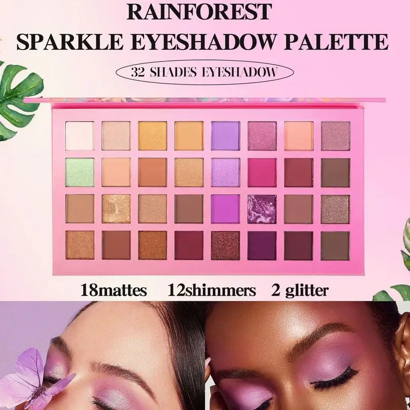 Paleta pigmentada alta da sombra matte, composição, pó blendable, textura do veludo, 32 cores