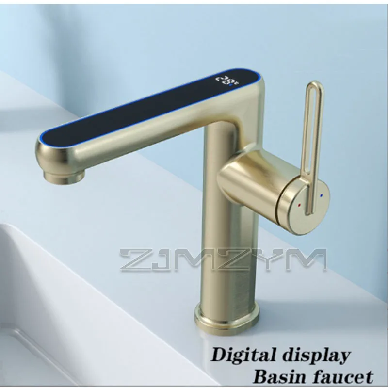 

Smart LED Temperature Display Bathroom Faucet Cold Hot Water Mixer Lead Free Brass Vessel Sink Faucet with Ceramic Valve Core