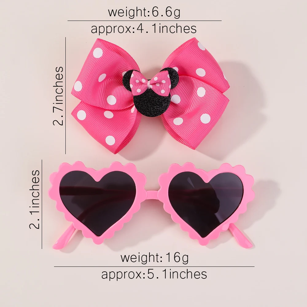 2Pcs/Set Baby Hairpin For Child Cute Bow Heart Shaped For Newborn Protective Sun Glasses Girl Seaside Vacation Hair Accessories