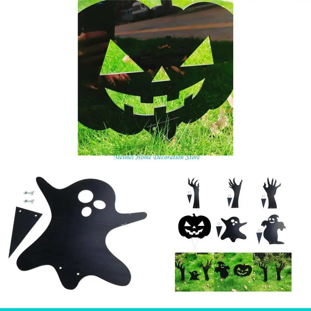

H7BF Хэллоуин силуэт черный призрак рука/призрак/тыква фигурка страшная статуя двор знаки домашний декор для вечеринки