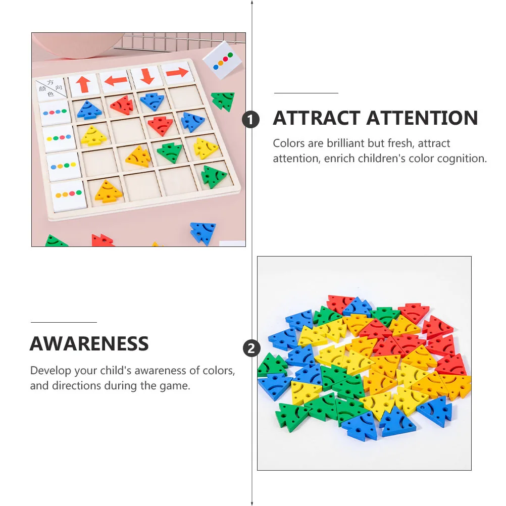 1-set houten puzzel voor peuters Kleurrichting Cognitief leerspel Bouwsteen Educatief speelgoed voor kinderen Intellectueel