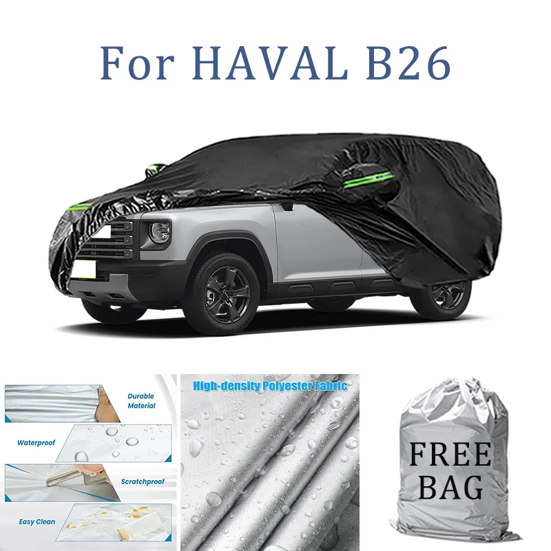 

Car Cover For HAVAL B26 Full Exterior Black Silvery-Auto Cover Sunshade Dustproof Waterproof Reflective strips cars accessories
