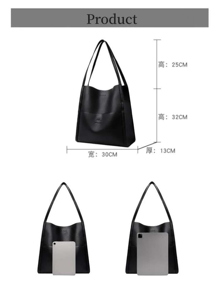 Sac à main en cuir souple pour femme, sac à main de shopping de grande capacité, portefeuille de haute qualité, designer de luxe, document solide