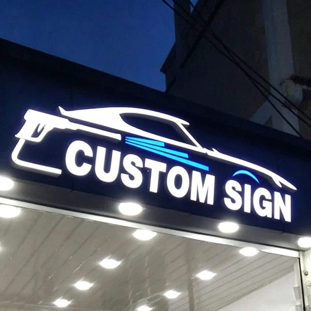 Custom Metal Backlit Sign Large Business LED Sign 3D Personalized Name Signboard for Workshop Cafe Salon Wall Logo Decor Sign