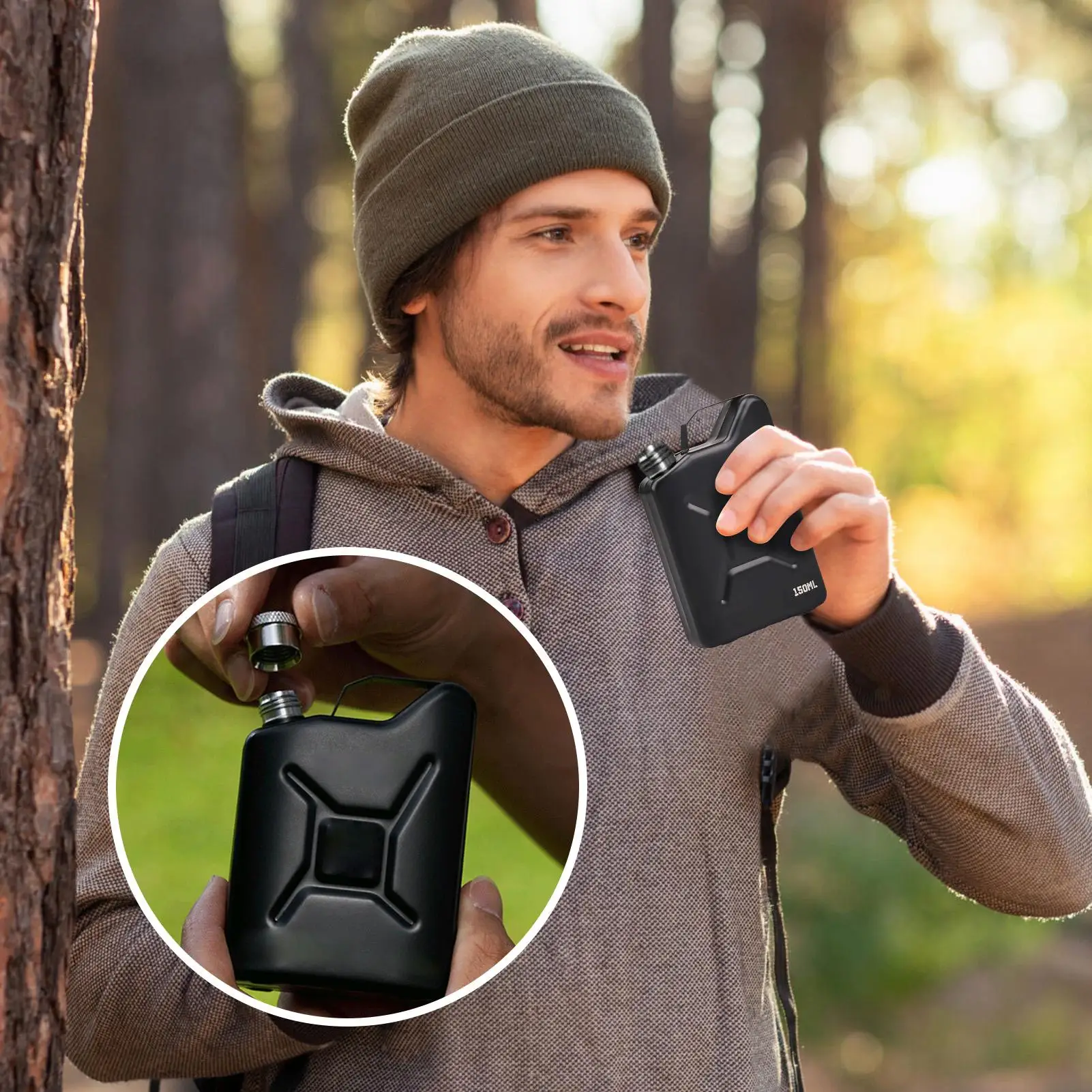 

Stainless Steel Flask Liquor Flask For Men 150ml Leak-Proof Whiskey Container Stainless Steel Wine Barrel For Daily Travel