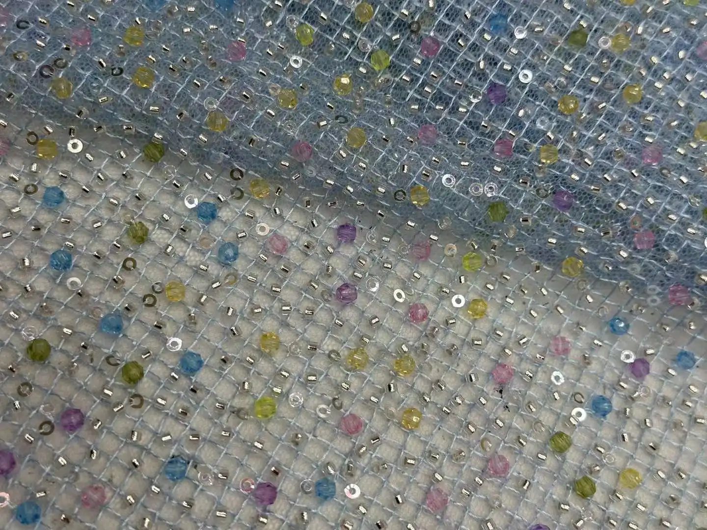 New ,Heavy ,2024,Beads Embroidery With Colorful stones French tulle net, African Beads Fabric Lace, Party Dresses .Weddings