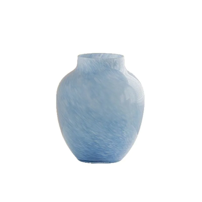

Modern simple glazed vase cloud mist blue glass living room four hours sequence entrance flower arrangement