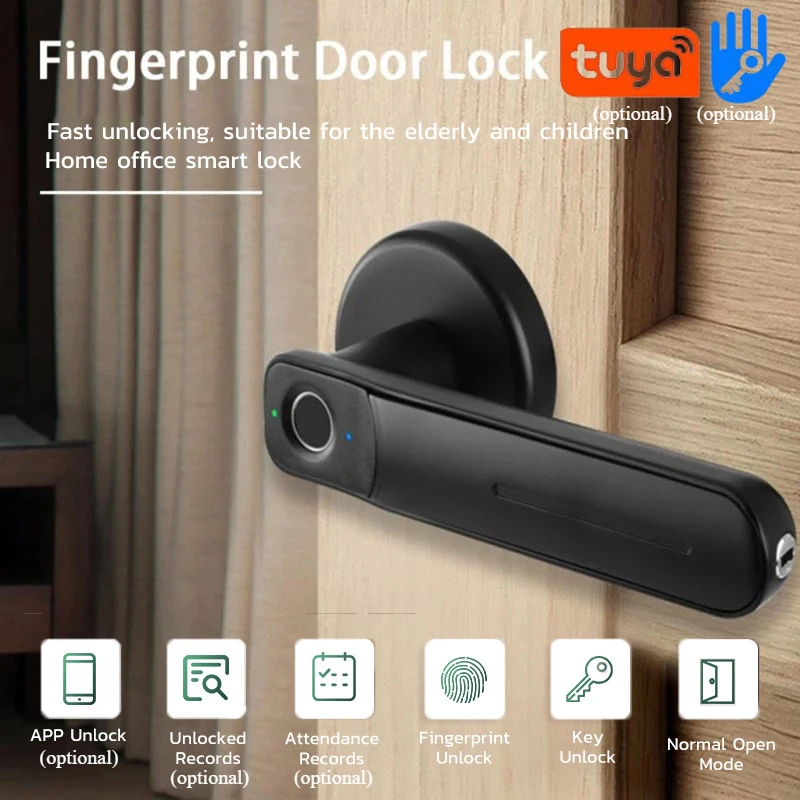 Tuya/TTlock Smart Door Lock Fingerprint Lock Bluetooth App Unlock Electronic Lock Indoor Wooden Door Locks электронный замок