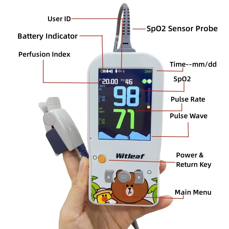 Witleaf Handheld Oximeter Pulse Oximetro Neonatal Mother Kids Baby Adult Pediatric SPO2 PI PR Heart Rate Monitor Accurat