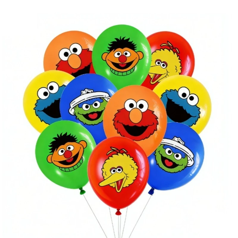 Set de 10 Globos de Látex de 12 Pulgadas de Plaza Sésamo, Decoración para Fiestas de Cumpleaños Infantiles