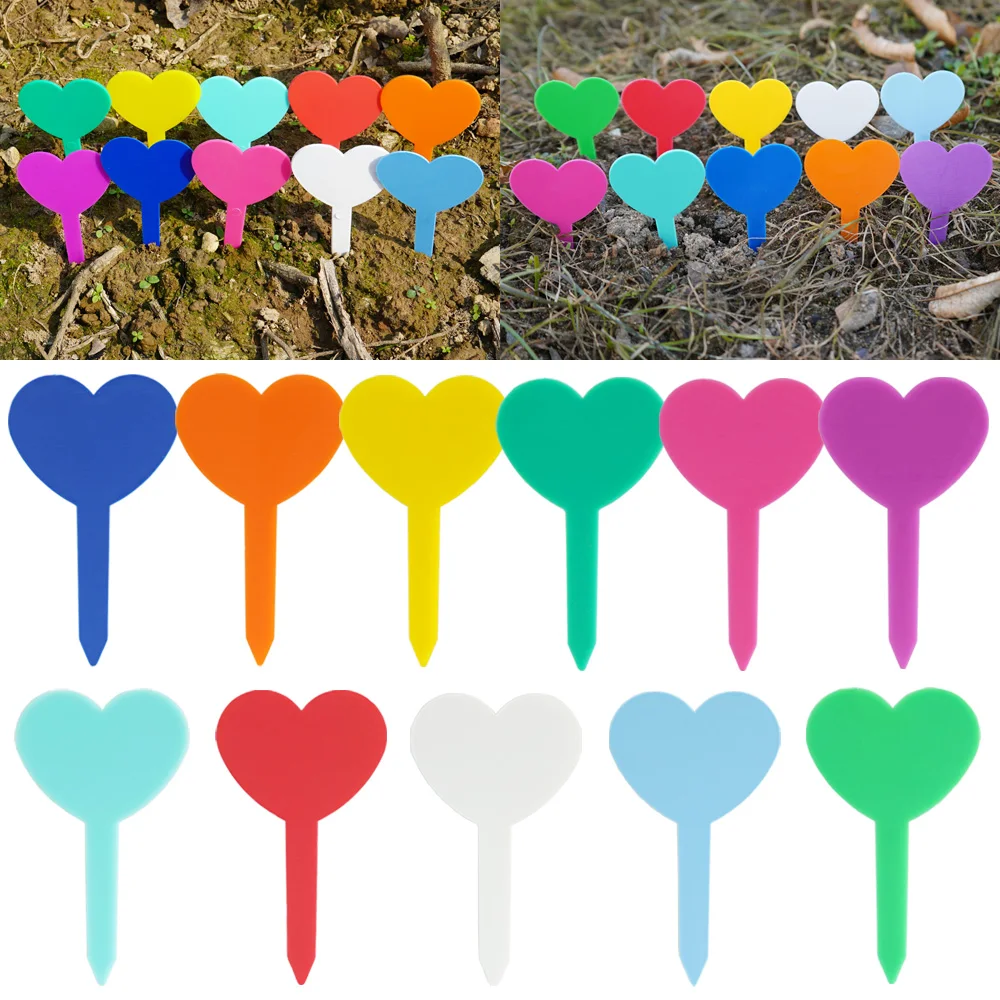 

11 Colors Garden Planting Tag 2 Type of Ring Hook Tree Markers Sign Heart Shape Plastic Waterproof Re-Usable Hanging Label Stake